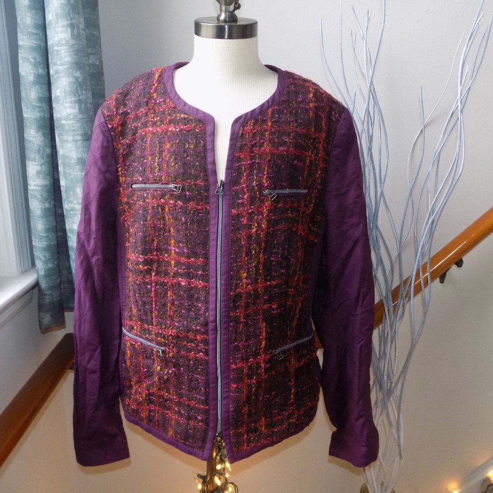 LAST CALL: BIANCA Ladies Tweed Jacket Women's Size Large Purple Orange Red Pink